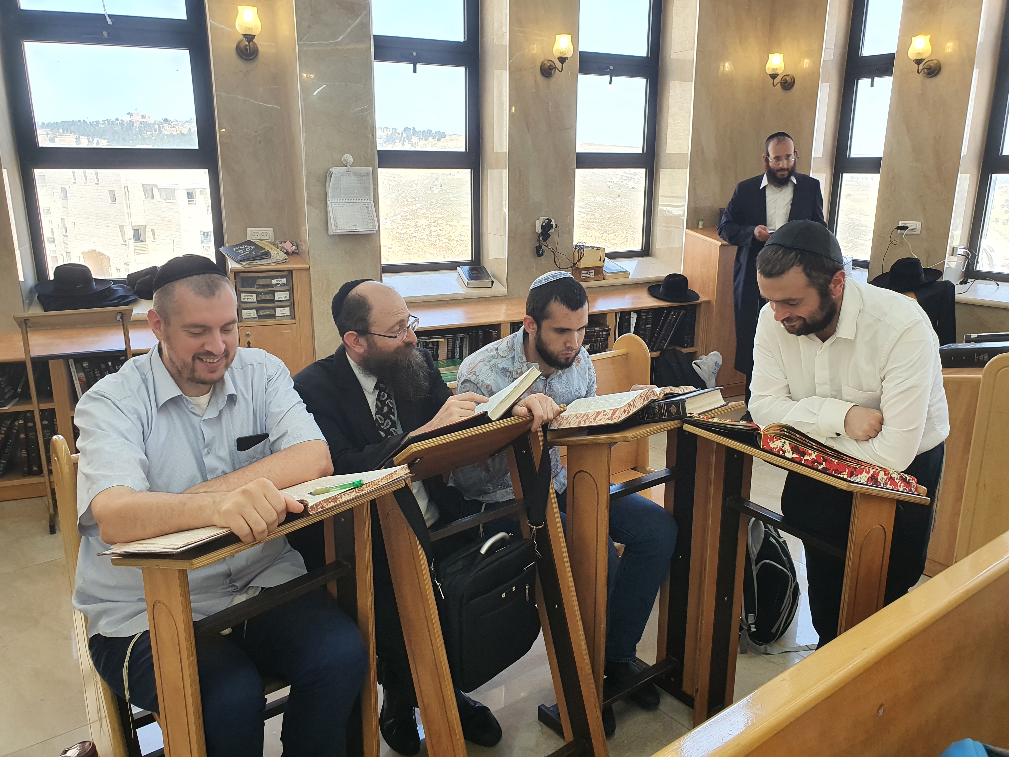 Rabbi Yisrael studies with the guys